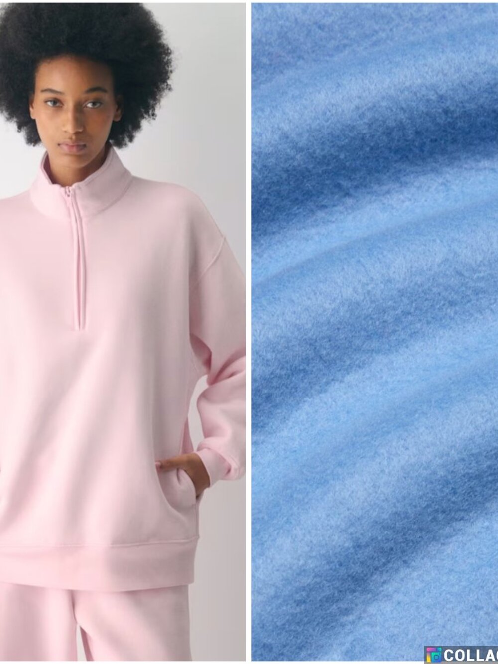 NWT Aritzia Sweatfleece BOYFRIEND 1/2 ZIP French Blue M